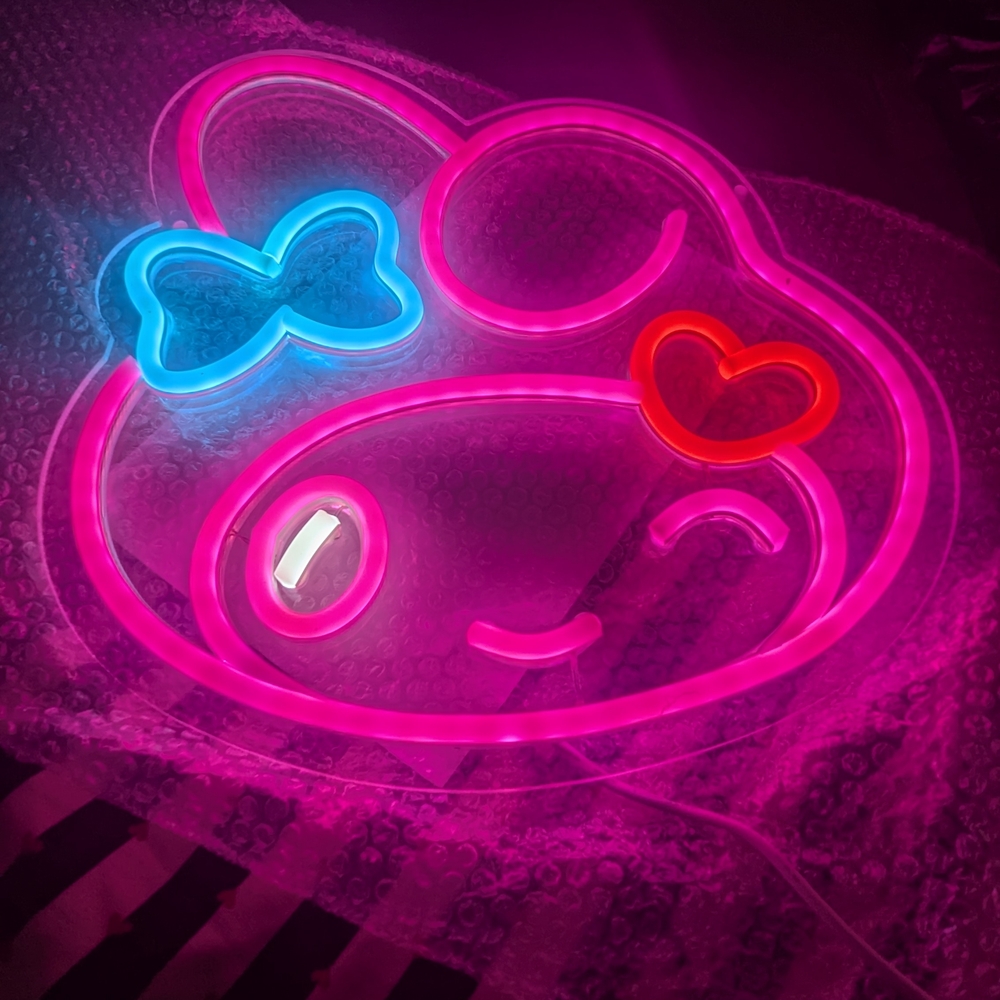 Cute Neon Light Sign with Bow Design